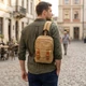 Удобная вертикальная сумка-рюкзак в стиле милитари Vintage Песочный из текстиля (bg221fash66) - изображение 2