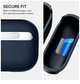 Чехол кожаный защитный для AirPods 4 с кольцом переноска синий - изображение 3