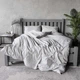 Комплект постільної білизни на резинці Страйп світло-сірий (сімейний) - зображення 1