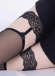 Женские чулки с кружевом и бантиком ONE SIZE, черный - изображение 2