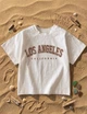 Молодежная женская футболка в стиле Vintage "Los Angeles" белого цвета, размер L - изображение 4