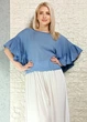 Блуза батистова з воланами блакитна New Collection 11-108 - S-L - блакитний - зображення 3