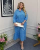 Длинное платье женское свободного кроя с длинным рукавом штапель в цветочный принт 56-58 голубое - изображение 3