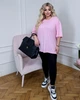 Базова футболка жіноча вільного прямого крою оверсайз однотонна кулір бавовна 54-58 барбі (рожева) - зображення 6