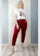 Стрейчеві брюки зі стрілками та леопардовим поясом бордові Italy Moda 15-609 - бордовий - L-XXL - изображение 3