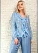 Блуза з ліоцелу декорована воланами блакитна New Collection 17-323 - S-L - блакитний - изображение 1