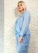 Блуза з ліоцелу декорована воланами блакитна New Collection 17-323 - S-L - блакитний - изображение 4