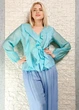 Блуза з ліоцелу декорована воланами бірюзова New Collection 17-321 - S-L - бірюзовий - изображение 2