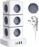 Удлинитель 16 в 1 10A VIYSPNV, электрический удлинитель, 3 метра, с 2 USB A и 2 USB C розетками, защитой от перенапряжения и 3 независимыми выключателями. Белый - изображение 1