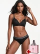 Комплект жіночої білизни (бюстгальтер та трусики-хіпстери) Victoria's Secret 34B/S Чорний + Подарунковий пакет 26872780_1 - изображение 1