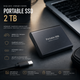 Внешний жесткий диск Портативный SSD 2TB USB 3.1 Type-C, противоударный алюминиевый накопитель черный - изображение 2