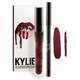 Жидкая матовая помада для губ Kylie 8611 Bordeaux с контурным карандашом 2в1 - изображение 4