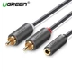 Аудіокабель UGREEN AV102 3.5 mm Female to 2 RCA Male Audio Cable 1m сірий (10588) - зображення 1