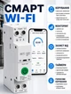 Умный автоматический выключатель Wi-Fi смарт автомат 63A 1P+N Tuya Smart Life с счетчиком таймером энергомониторингом защитой от перенапряжения перегрузки короткого замыкания DIN-рейка реле с голосовым управлением через смартфон Alexa Google Home белый - изображение 2