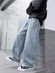 Джинсы NLYB подростковые широкие skater baggy на резинке, Голубой 152 - изображение 1