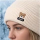 Вязаная шапка бини Bear молочная универсальная демисезонная из акрила стильный теплый головной убор для девушки и парня - изображение 9