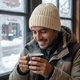 Шапка бини молочная демисезонная без подкладки с отворотом теплая акриловая, шапка для парня и девушки 55-58 см One Size - изображение 11
