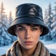 Панамка для хлопця та дівчини екошкіра чорна 55-58 см, головний убір вітрозахисний демісезонний для повсякденного носіння - зображення 10