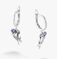 Сережки срібні з підвісками-птахами Соловейко Amethyst 925 Zirkon - зображення 1