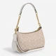 Сумка-багет женская из натуральной кожи маленькая Coach Teri Shoulder Bag In Signature Canvas BG-COA-89 Бежевая (196395556632) - изображение 2