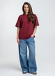 Жіноча футболка з бавовни oversize Giulia T-SHIRT BASIC 4825/010 S Bordo-maroon - изображение 4