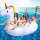 Надувной пляжный круг пончик с дном Единорог для катания на воде для 2–4 игроков, взрослых и детей - изображение 2