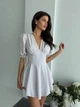 Платье-комбинезон мини в горох белого цвета 38687 42/44 - изображение 3