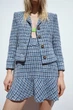 Піджак короткий з текстурованого твіду блакитний з білим Zara розмір S - зображення 2