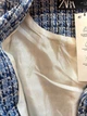 Піджак короткий з текстурованого твіду блакитний з білим Zara розмір S - зображення 8