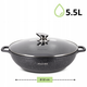 Каструля-вок з кришкою Kamille KM-4486, 5.5 л, литий алюміній, Ø32 см, антипригарне покриття «чорний мармур», для всіх плит - зображення 3