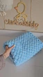 Плюшевый плед Chickabiddy, голубая пряжа, 85х85 см, ручное плетение - изображение 2