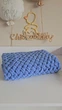 Плюшевий плед Chickabiddy синя пряжа, 85х85 см, ручне плетіння - зображення 1