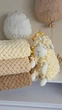 Плюшевый плед Chickabiddy, бежевая пряжа, 85х85 см, ручное плетение - изображение 2
