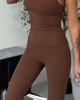 Спортивні жіночі легінси-кльош Flare з бразильським пуш-ап ефектом Bell Bottoms Leggings Premium для фітнесу та йоги L Коричневі (Flare94ChocoL) - зображення 5