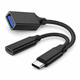 OTG перехідник Type-C на USB + Type-C 5V/2A 10W, розгалужувач для телефона, планшета, ноутбука Чорний - зображення 2