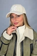 Жіноча зимова бейсболка Бежевий з білим Braxton"Lace"з вишивкою - изображение 1