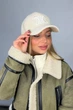 Жіноча зимова бейсболка Бежевий з білим Braxton"Lace"з вишивкою - изображение 2