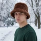 Панама меховая коричневая зимняя размер 55-58 см для парня и девушки, головной убор панама мягкая для повседневной носки - изображение 1