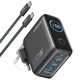 Сетевое зарядное устройство Anker GaN Charger 100W, 2xUSB-C, 1xUSB-A, Display Dark Gray + кабель USB Type-C (B121BGZ1) - изображение 2