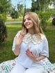 Знімний комірець вишитий бежевий - изображение 1