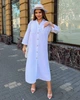 Плаття-сорочка жіноче максі з льону жатки вільного прямого крою з відкладним коміром ґудзиками накладними кишенями та бічними розрізами великих розмірів G&M k-130981 54-56 Розмір колір білий - зображення 2