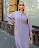 Плаття-сорочка жіноче з льону жатки вільного прямого крою з відкладним коміром ґудзиками накладними кишенями та високими бічними розрізами великих розмірів G&M k-130978 54-56 Розмір колір фрез - зображення 4