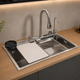 Кухонна мийка багатофункціональна Zerix ZH7546-SET-07 Decor SS Color з вбудованим змішувачем з нерж. сталі - зображення 1