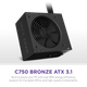 Блок питания NZXT C Series ATX 3.1 750 Watt 80 Plus Bronze Non-modular Power Supply, EU (PA-7B3BB-EU) - изображение 2