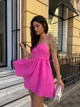Сарафан женский льняной мини на тонких бретелях с приталенным верхом и расклешенной юбкой G&M k-131030 42-44 Размер цвет малиновый - изображение 4