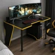 Стіл ігровий COMFORT GM15 1532×1022×750 мм, ЛДСП SWISSPAN, металевий каркас, підставка під системний блок, Чорний - зображення 1