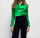 Блуза з довгими призбореними рукавами зеленого кольору Zara розмір XS - изображение 2