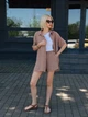 Женский летний костюм из жатки шорты и рубашка капучино 54-56 - изображение 5