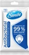 Упаковка влажных салфеток Smile Antibacterial с Д-пантенолом 3 пачки по 15 шт (42504017) - изображение 2