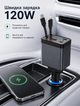 Автомобильный FM-трансмиттер 4 в 1 с Bluetooth для авто с встроенными кабелями USB Type-C Lightning 120 Вт быстрая зарядка и hands-free питание от прикуривателя 12–24 В - изображение 4